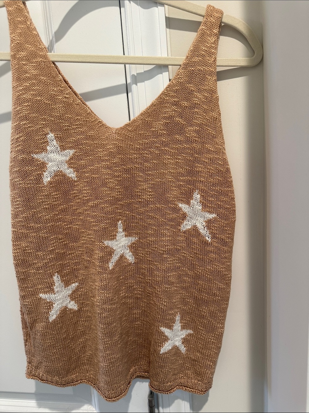 Wishlist Mocha Knit Star Tank Top with White Stars